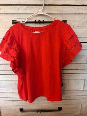 Sonoma Coral Ruffle Sleeve Tee